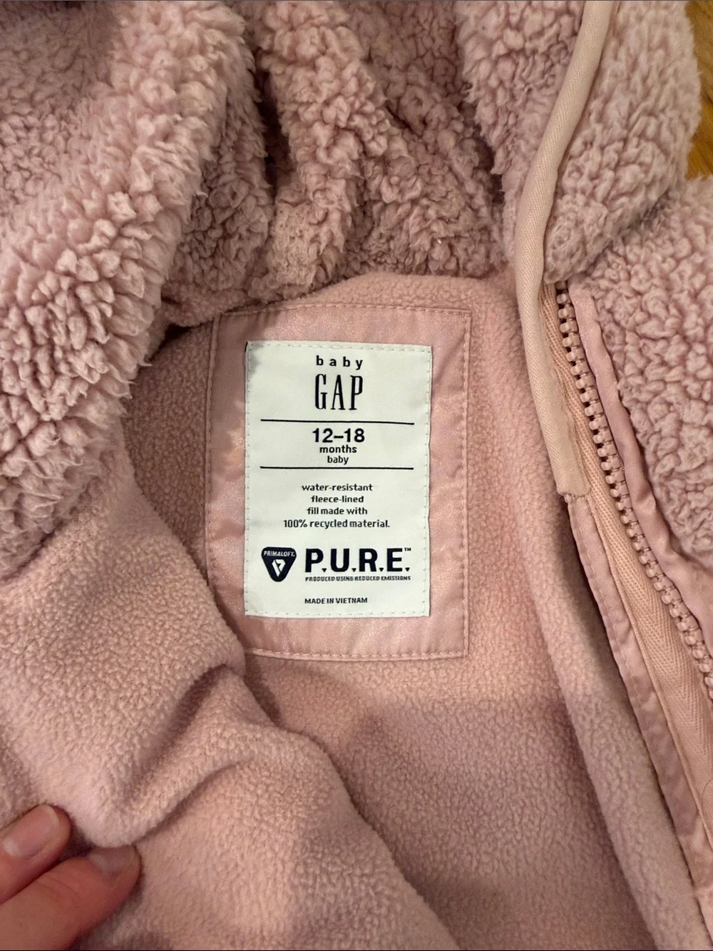 Baby Gap Pink Puffer One-Piece Snowsuit with Hood